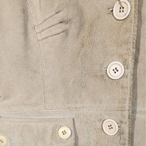 Vintage Leather Jacket Suede Tan BOHO Chunky Slouchy Grunge Pockets Distressed M - Picture 6 of 13